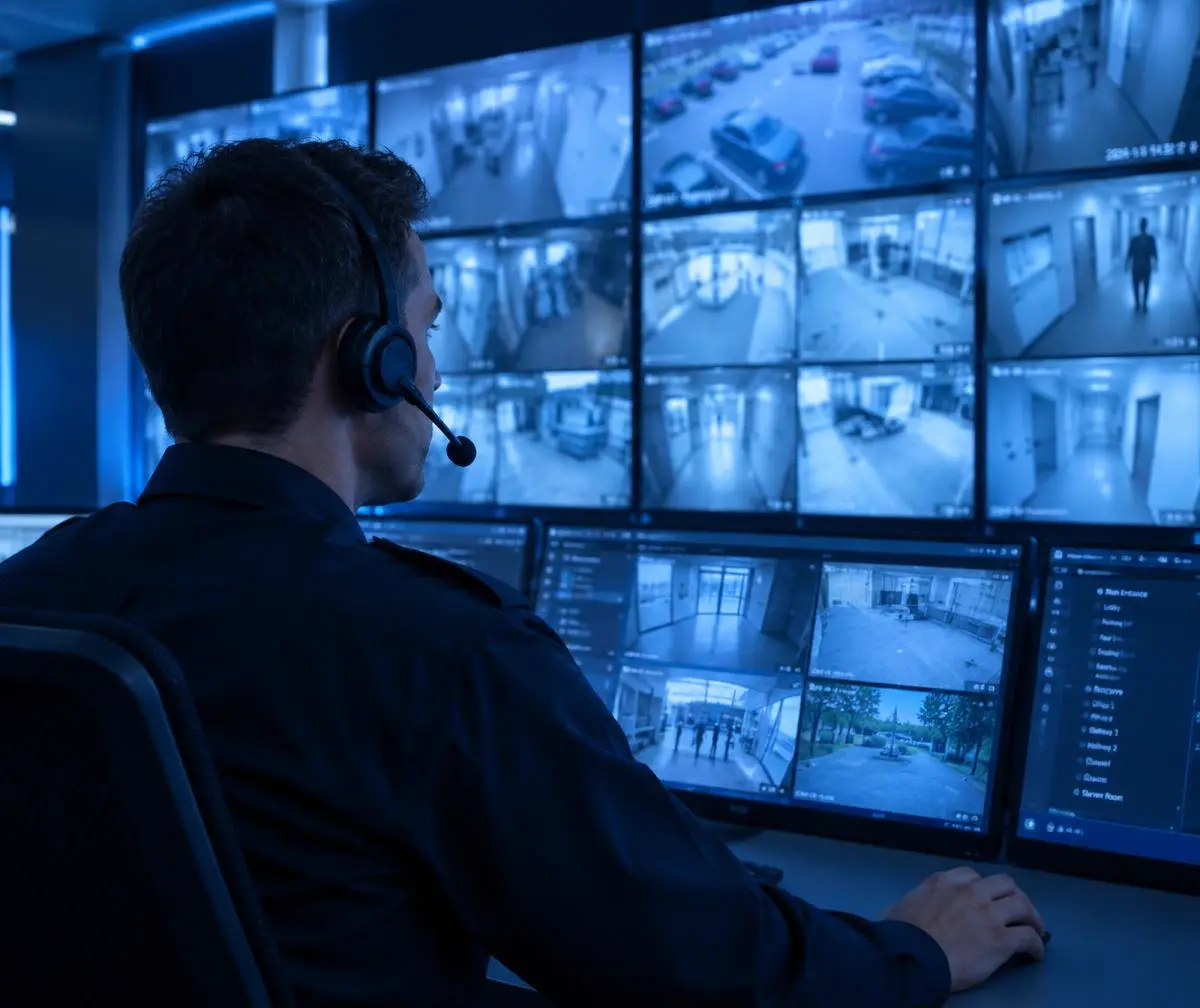 Control room operator monitoring CCTV